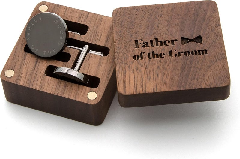 MUUJEE Cufflinks with Engraved Wood Gift Box - Image 1